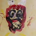 Crazed Satan, ink and spray paint on card stock by Greg Yenoli