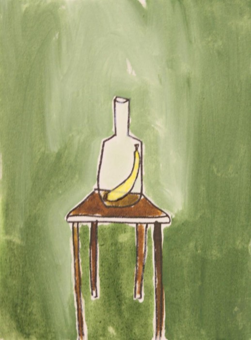 Banana in a Jar, ink on canvas by Greg Yenoli
