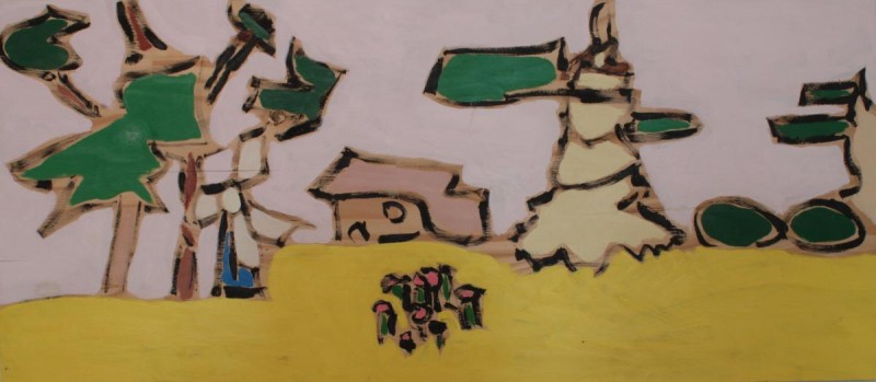 Dutch Landscape, acrylic on wood by Greg Yenoli