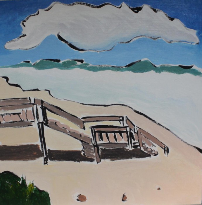 Beach Steps, acrylic on wood by Greg Yenoli